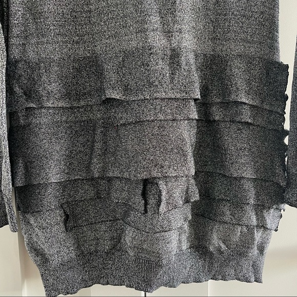 Glittery metallic curve hugging layered ruffled black & silver dress - Picture 10 of 13